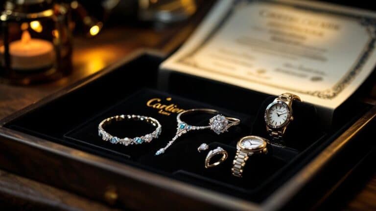 Luxuriöse Schmuckstücke und Uhren in Cartier-Schatulle