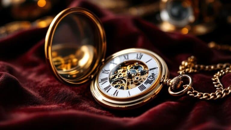 Antike goldene Taschenuhr auf rotem Samt